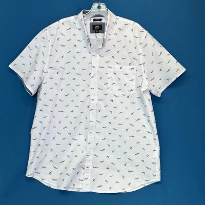 Lee Stretch Cotton Button Down Shirt Size XL Short Sleeve Swordfish 1 Pocket - Image 1 of 4