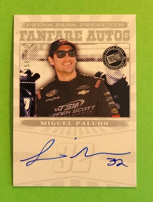 Miguel Paludo 2013 Press Pass Fanfare Autos SP 159/225 On Card Auto NASCAR - Image 1 of 2