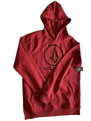 Volcom Maroon And Black Pullover Hooded Sweater Kids Size XL —NWT - Image 1 of 4