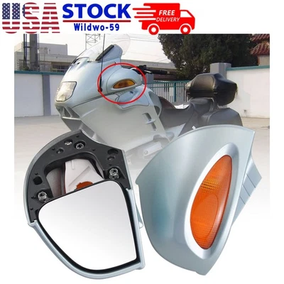 Espejos retrovisores con lente de señal de giro ámbar para BMW R1100 RT R1100 RTP R1150 RT Foto 1 de 4