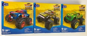 HOT WHEELS Race Ace, V-8 Bomber & Gunkster MONSTER TRUCKS MEGA Building Sets MIP - Bild 1 von 4