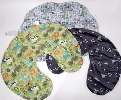 Лот из 4 Boppy молнии протектор крышки грудного вскармливания подушка животных зеленый синий серый - Изображение 1 из 4