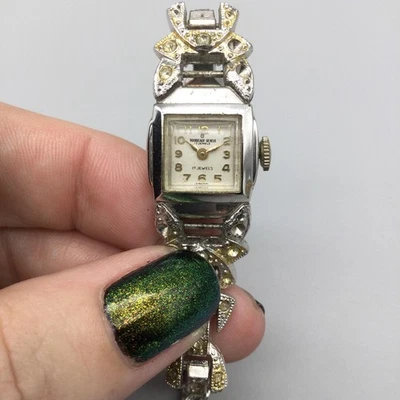 Reloj Vintage Burdeos Geneve Mujer Manual 17J Suizo Art Deco Estrás 6.5" Foto 1 de 4