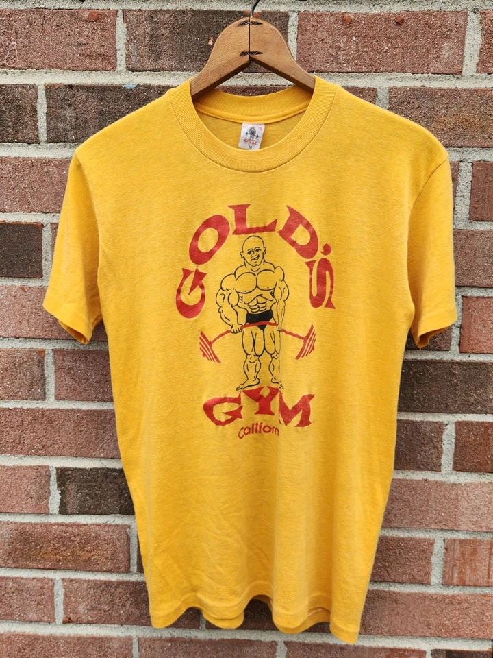 Camiseta amarilla rara GG Tag vintage años 70 80 Gold’s Gym California talla M Foto 1 de 4