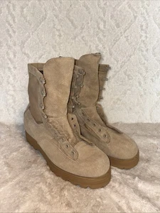 Men’s Desert Tan Tactical Vibram Sole Combat Work Army Hot Cold Boots Size 9.5R - Picture 1 of 8