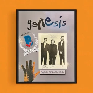 GENESIS GROUP FIRMADO 8X10 PROMO ENMARCADO BECKETT GRANDE 16x20 AUTÓGRAFO PHIL COLLINS - Imagen 1 de 9