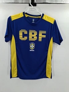 CBF Brasil Futbol Men's Large Short Sleeve Blue/Yellow T Shirt Soccer - Picture 1 of 7