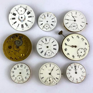 Antique Pocket Watch Movement Lot Illinois Standard Elgin Waltham Parts Repair - Picture 1 of 17