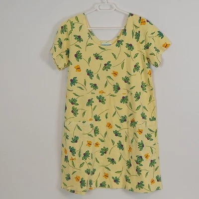 Fresh Produce 黄色雏菊蝴蝶短袖连衣裙 L 码 美国制造 — 第 1/4 张图片