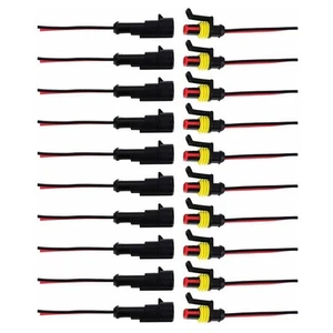 Kit Connecteur Fil ??tanche Automobile/Moto 2 Broches 12V (10 Jeux) - Imagen 1 de 12