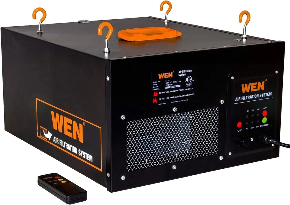 WEN 3410 3-Speed Remote-Controlled Air Filtration System 400 CFM Black - Image 1 of 4