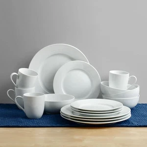 Classic Rim White 16-Piece Dinnerware Set - Perfect for Everyday and Formal Use - Picture 1 of 5