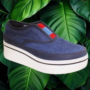 Stella McCartney Indigo Blue Denim Suede Platform Slip-On Sneaker Size 37 (US 6) - Picture 1 of 9