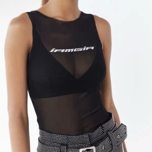 I.AM.GIA Sleeveless Mesh Sheer Crop Top Black White Sz S - Picture 1 of 8