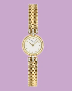 Vintage 1980s Ladies Chopard 18K YG Quartz watch w/Diamonds Ref.897; box & paper - Picture 1 of 13