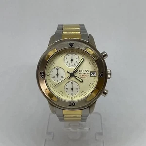 Guess Waterpro Watch Chronograph Quartz Analog New Battery Gold Tone - Picture 1 of 11