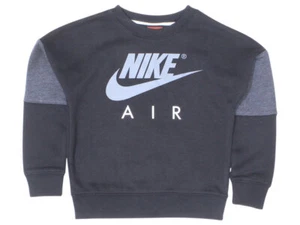 Nike Little Boy's Logo Crew Neck Fleece Sweatshirt Pullover Black - Picture 1 of 10