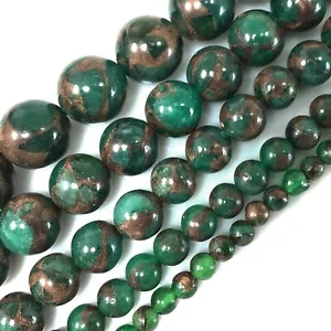 Cuentas redondas de piedras preciosas jaspe variscite impresión verde 15" 4 6 8 10 12 - Imagen 1 de 18