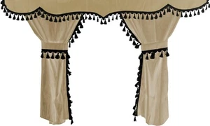 Cortinas de camión cortinas beige negras adecuadas para Mercedes Renault Iveco DAF - Imagen 1 de 3