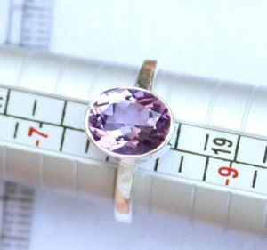 15.50 Carat Natural Amethyst Ring Gems 925 Sterling Silver Handmade Ring Size 8 - Foto 1 di 6