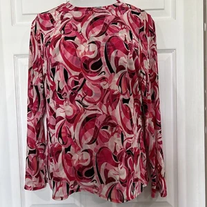 INC International Concepts Mesh-Top Damen XL rosa groovy geometrisches Muster - Bild 1 von 13