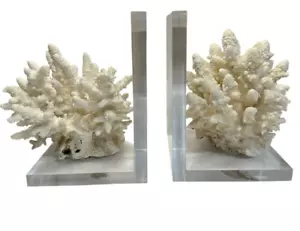 MCM 1960's decorative coral bookends with Lucite base - Picture 1 of 13