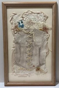 Antique Framed Victorian Era European Corset Textile Art Delicate Lacework READ - Picture 1 of 20