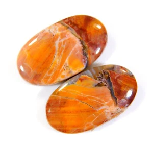 28 Ct Natural Polygram Pair Oval Cabochon Gemstone Earring Making CB=0153 - Picture 1 of 7