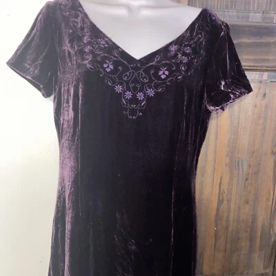 Vestido de Noche LAURA ASHLEY Terciopelo Púrpura Talla UK12 Eur 38 EE. UU. 8 Foto 1 de 4