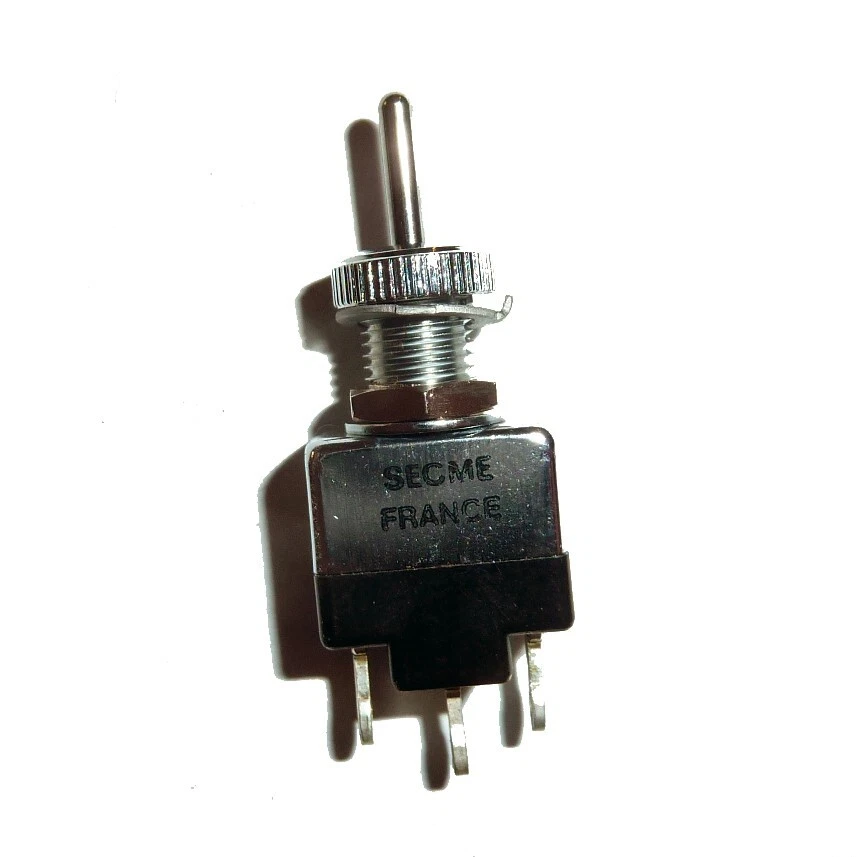 interrupteur à levier 2RT 3A 250Vac SECME Øperçage 8mm, 3 positions: ON OFF ON - Photo 1/1