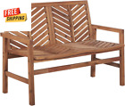 Outdoor Wood Loveseat Chair - 48 Inch, Brown, All-Weather Patio Furniture