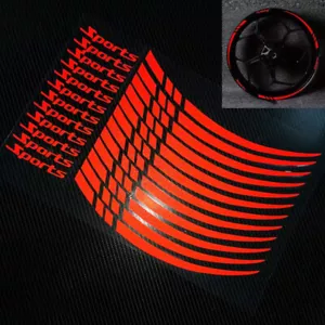 12Pcs Motorcycle Car Wheel Rim Strip Reflective Car Tire Decal Tape Sticker Kit - Picture 1 of 17