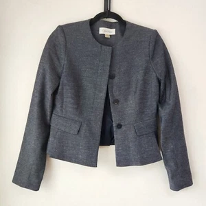 Calvin Klein Blazer Jacke dunkelblau Knopfleiste Leinenmischung Petite 2 (2P) - Bild 1 von 8