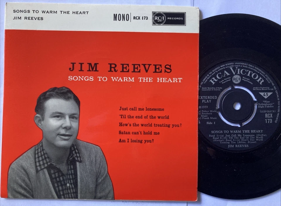 1960 JIM REEVES 7" 45 EP - SONGS TO WARM THE HEART - RCA MONO RCX 173 EX/EX - Image 1 of 1