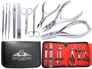 10PCS KIT MANICURE PEDICURE INSTRUMENTS NAIL FILES CLIPPER NIPPER PODIATRY TOOLS - Picture 1 of 8