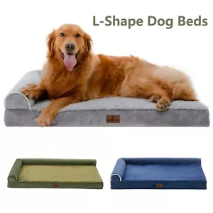 Hundebetten Orthopädische Schaumstoff Katzenmatte Haustiersofa mit abnehmbarem Bezug & L-Form Nackenrolle - Bild 1 von 24