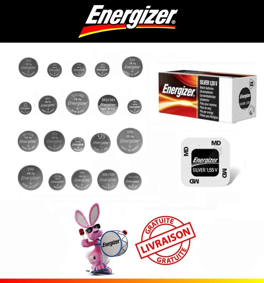 Pile pour montre Energizer 321 364 370 371 373 377 379 390 394 395 399 SR626SW - Photo 1/1
