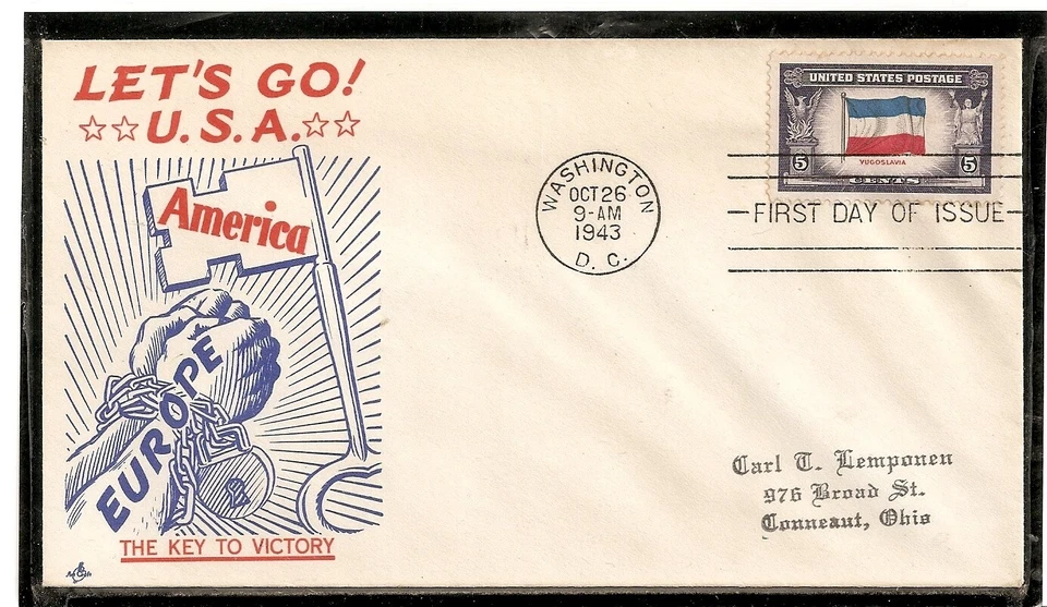 SCOTT 917 YUGOSLAVIA OVERRUN NATIONS PATRIOTC FIRST DAY COVER FDC - Image 1 of 1