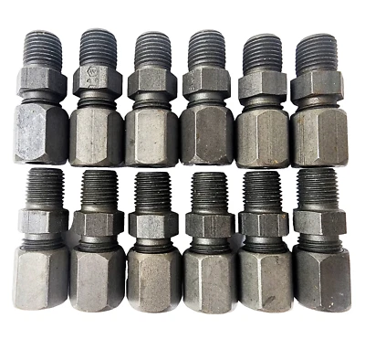 STEEL TUBE ADAPTERS (LOT OF 12) 3/8" COMPRESSION TO 1/4" NPT - Image 1 of 4