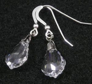Avilagems Swarovski Crystal .925 Sterling Silver Clear Baroque Teardrop Earrings - Picture 1 of 1