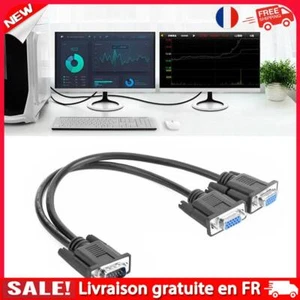 Adaptateur de moniteur de câble séparateur en Y VGA mâle à 2 femelles 15 broches - Afbeelding 1 van 8
