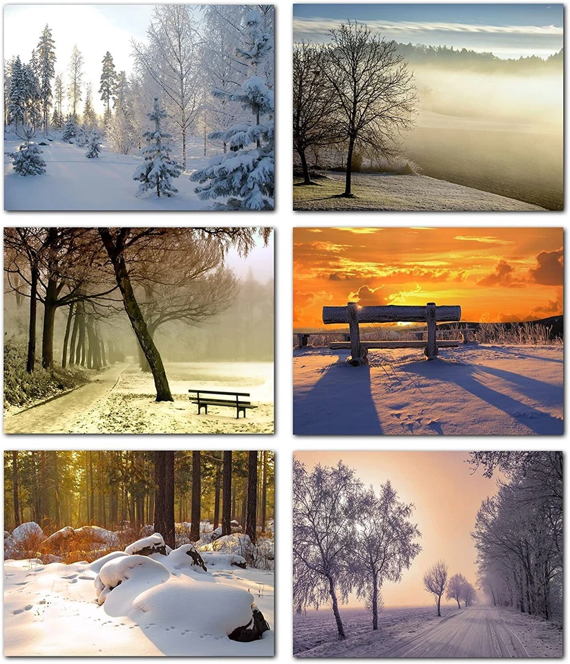 Hermosas tarjetas de escenas de invierno - en blanco por dentro - 5,5"x4,25" 12 o 24 paquetes Foto 1 de 4