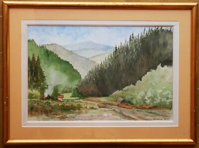 tableau aquarelle signée Delahaye: Rimbach, Alsace - Photo 1/4