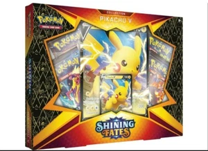 POKEMON Shining Fates Pikachu V Collection Holo Promo 4 Boosters In Hand - Picture 1 of 2