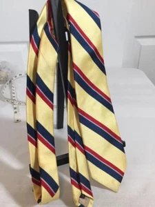 Carter & Holmes Men's Classic Length Silk Neck Tie ~ Gold with Red/Blue Stripes - Picture 1 of 4