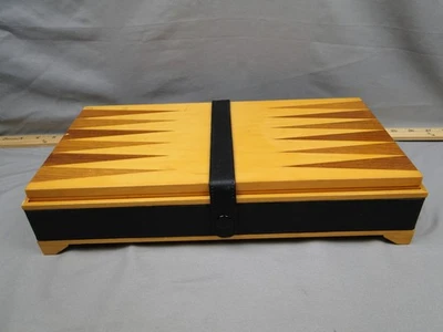 Vintage Levenger Wooden Multi Game Box Chess Backgammon Checkers Dominos Cards - Image 1 of 4