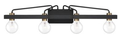 Fuente Designers 94204 Luz Tocador Baño Ravella Negra 4 Luces 33"W Foto 1 de 4