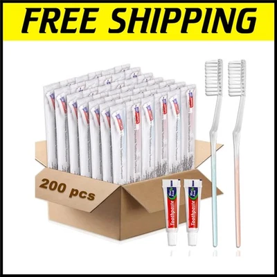 HQSL Sund 200 Pack Travel Toothbrushes with Toothpaste - Disposable Convenience - Image 1 of 4