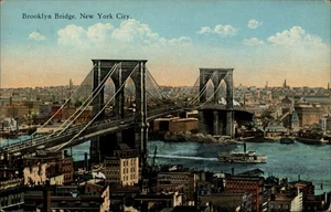 New York,NY Brooklyn Bridge Vintage New York City Postcard - Picture 1 of 2