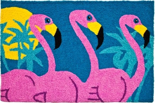 Hot Bright Pink Tropical Flamingos 30 x 20 Inches Accent Area Rug - Image 1 of 1